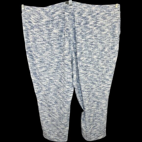 Susan Graver Ribbed Lounge Pants 3X Blue White Stretch Drawstring Knit - Picture 6 of 9